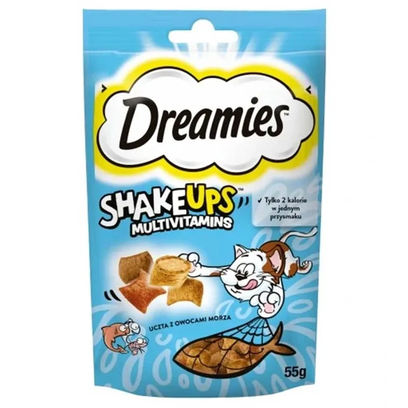 Dreamies Shake Ups Multivitamins with salmon, tuna and shrimp flavour تشویقی گربه دریمیز مولتی ویتامین با طعم ماهی سالمون، ماهی تن و میگو - Image 1